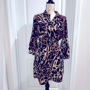 Love 21 Animal Print Contemporary Shirt Dress